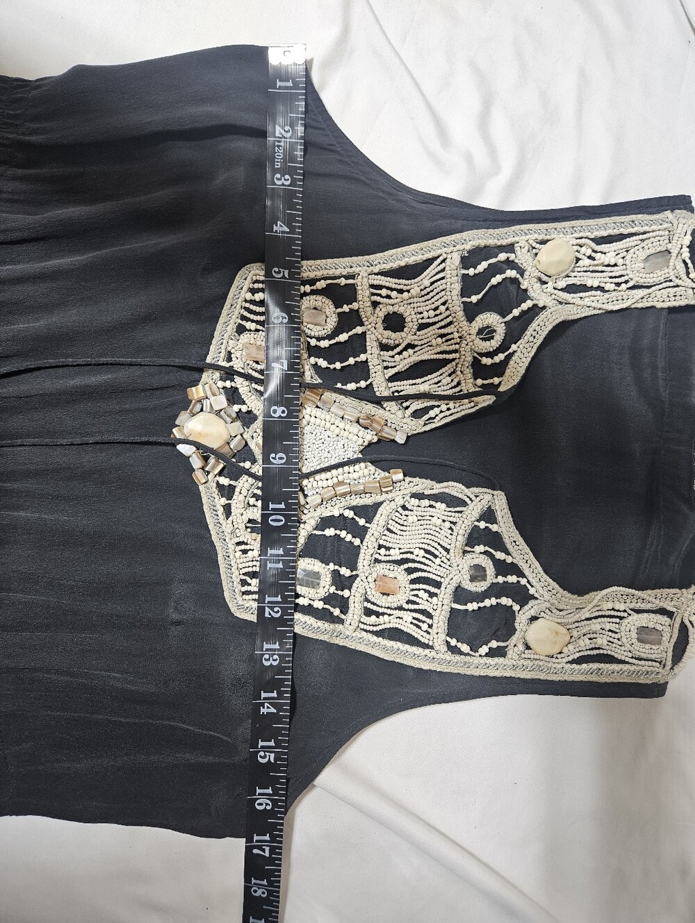 AllSaints Spitalfields Arcadian Maxi Dress Hand Embellished 100% Silk Boho - Picture 7 of 8